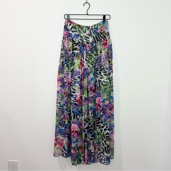 Boston Proper Maxi Skirt Tropical Floral Animal Print Flowy size 4 - Picture 1 of 8
